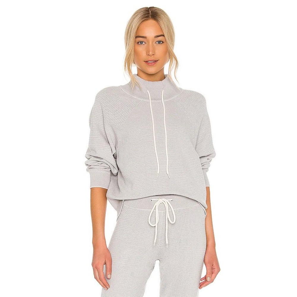 Varley Maceo 2.0 Grey Textured Funnel Neck Sweatshirt Size S